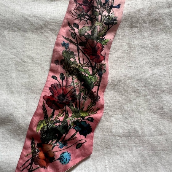 Christian Dior Floral print Pink Scarf tie - Picture 4 of 6